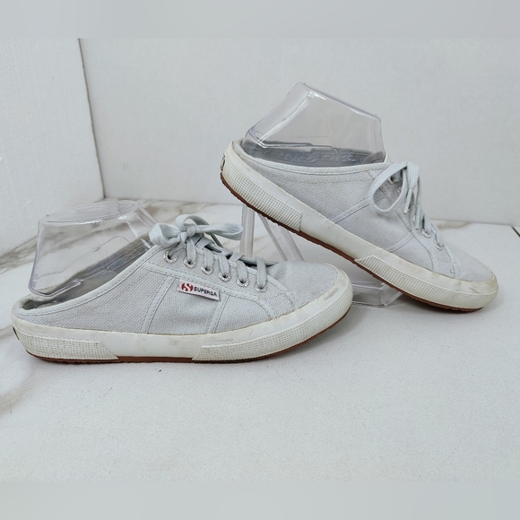 Superga Light Blue Canvas Slip On Sneakers Mules, Sz 9.5 - Picture 1 of 9
